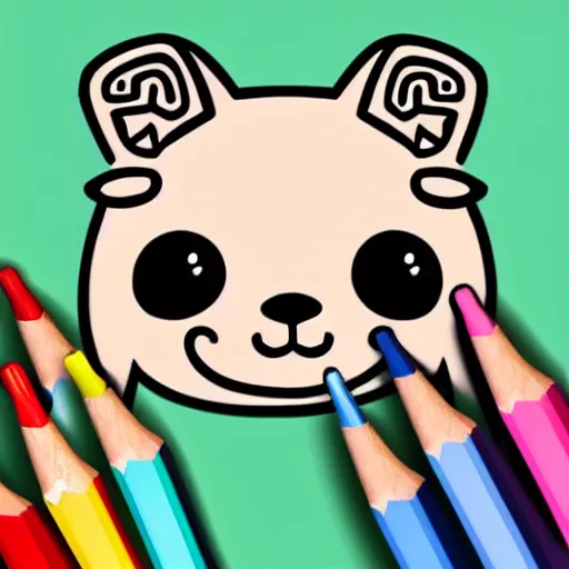 Prompt: cute animals, coloring book, outline art, digital art, drawing, simplistic