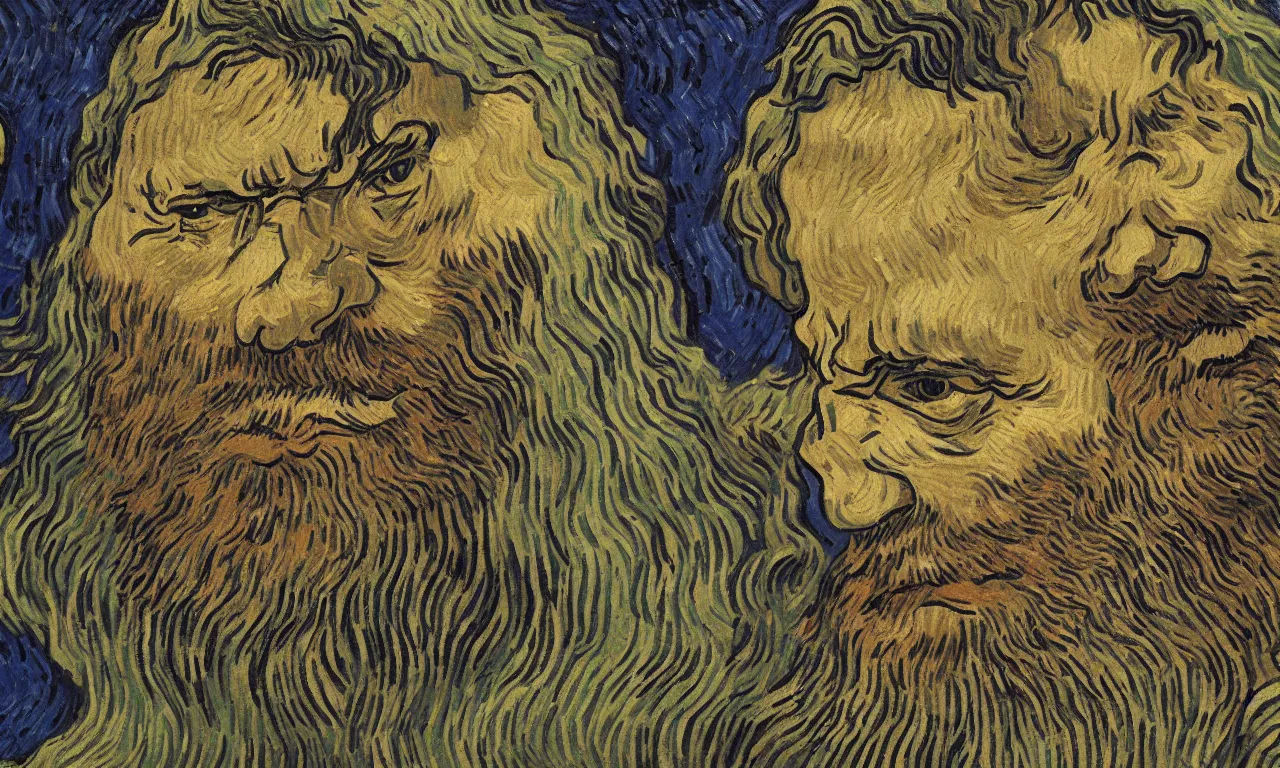 Image similar to angry stone giant. van gogh, tooth wu