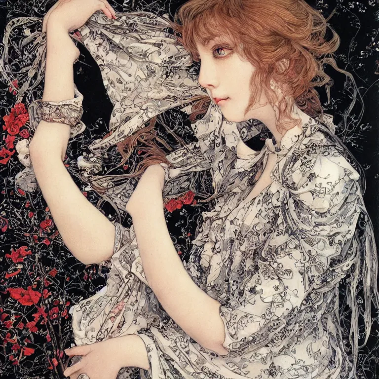 Image similar to portrait of a young woman painted by ayami kojima