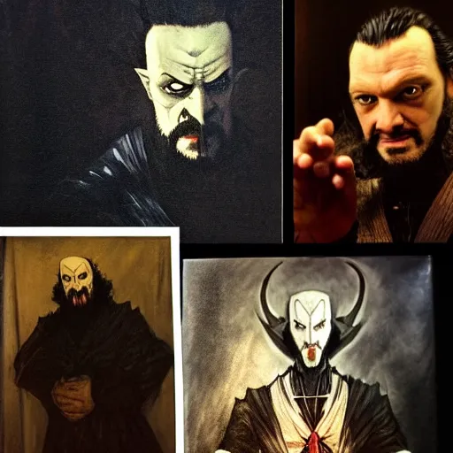 Prompt: studio portrait of mr sinister by rembrandt, pan's labyrinth movie still frame of mr sinister, mcu nathaniel essex mr sinister by yuko shimizu