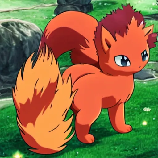 Image similar to vulpix, pokemon, as depicted in the anime