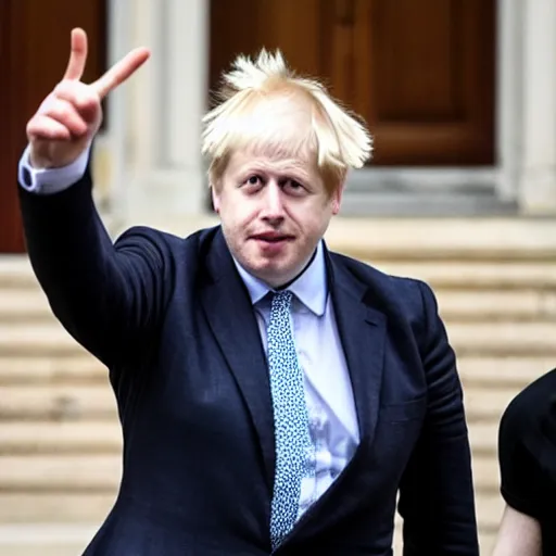 Prompt: boris johnson v sign