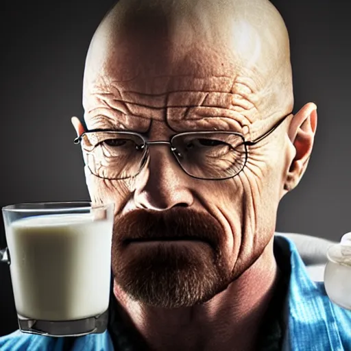 Image similar to walter white drinking milk