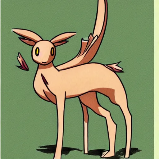 Prompt: a design for a gazelle pokemon illustrated by ken sugimori