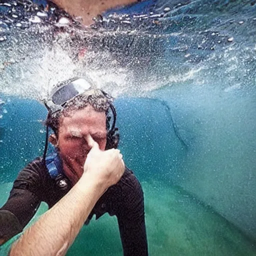 Image similar to guy drowning in an autobus full of water panic agitated go pro