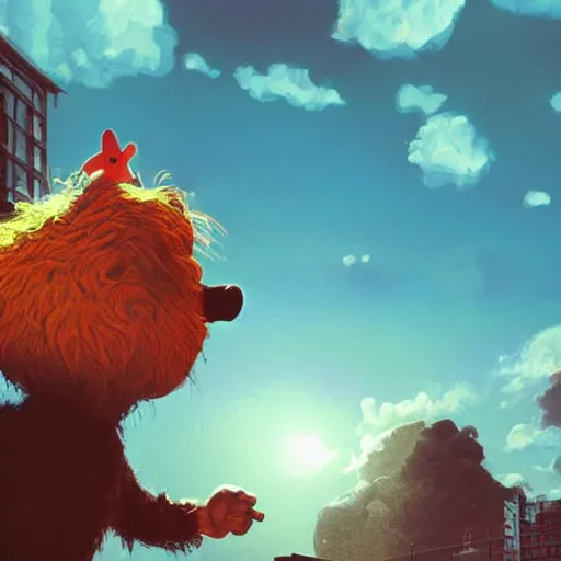 Image similar to puffy clouds, drew struzan movie poster style, vfx art, unreal engine render, claymation style, colourful, volumetric light, digital painting, digital illustration, dramatic light,