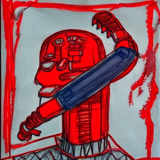 Image similar to red ballpoint pen drawing of an arm outsider art