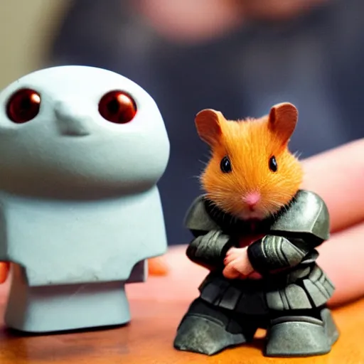 Prompt: Baldur\'s Gate Minsc with a tiny hamster by Pixar, highly detailed