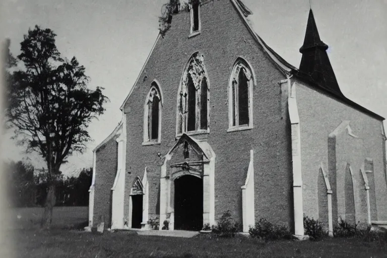 Prompt: vintage photo of an old haunted church, eerie, nostalgic, horror