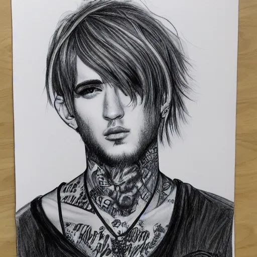 Image similar to professional graphite sketch of lil peep