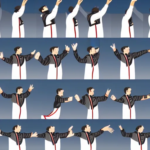 Image similar to an animation of the same man waving his arms shot frame by frame, separated into equally sized frames, from'animation types'