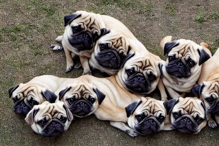 Prompt: a pug centipede, photo