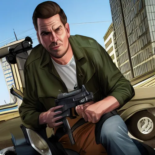 Image similar to knut as a GTA style character on a loading screen, 4k, high detail, high-resolution photograph, professional photography, ultra-detail