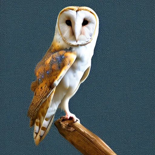 Image similar to barn owl wearing a suit, barn owl in a suit, very detailed, album photo, canon shot