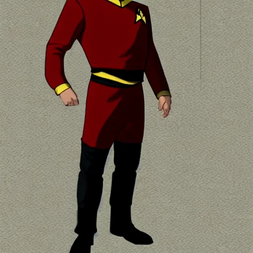 Prompt: Captain Jean Luc Picard in his Starfleet uniform, in the style of GTA V