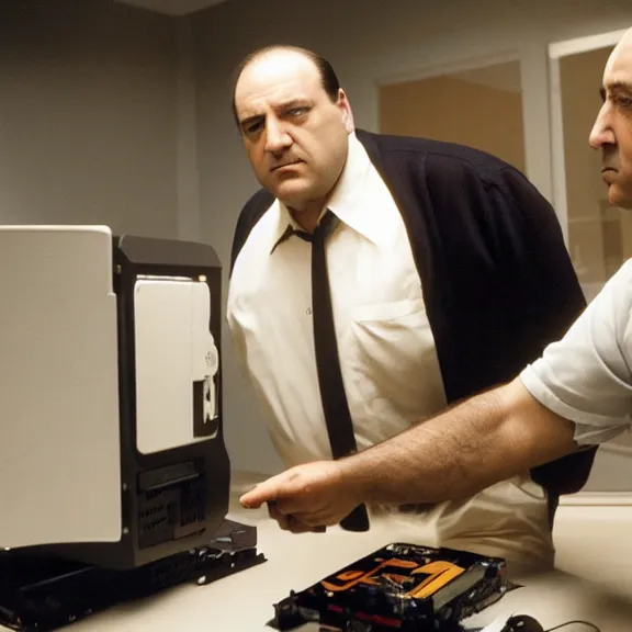 Prompt: Tony Soprano building a gaming PC