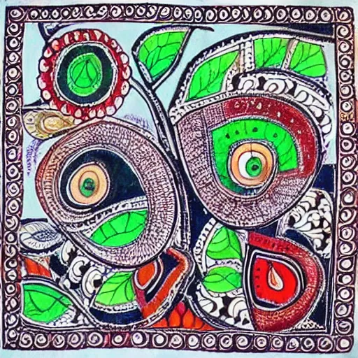 Image similar to “ a madhubani painting ”