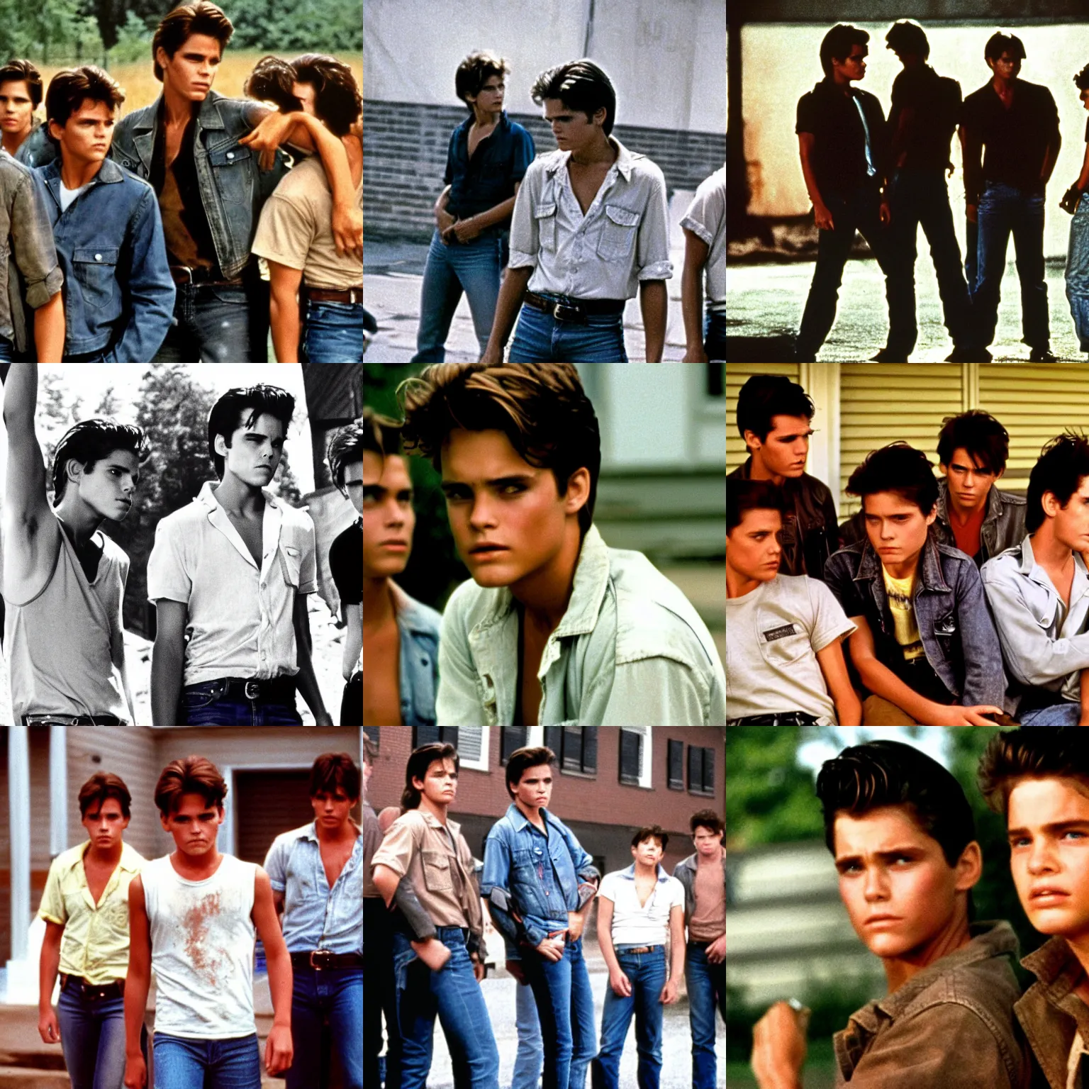 Prompt: a film still from the outsiders ( 1 9 8 3 )