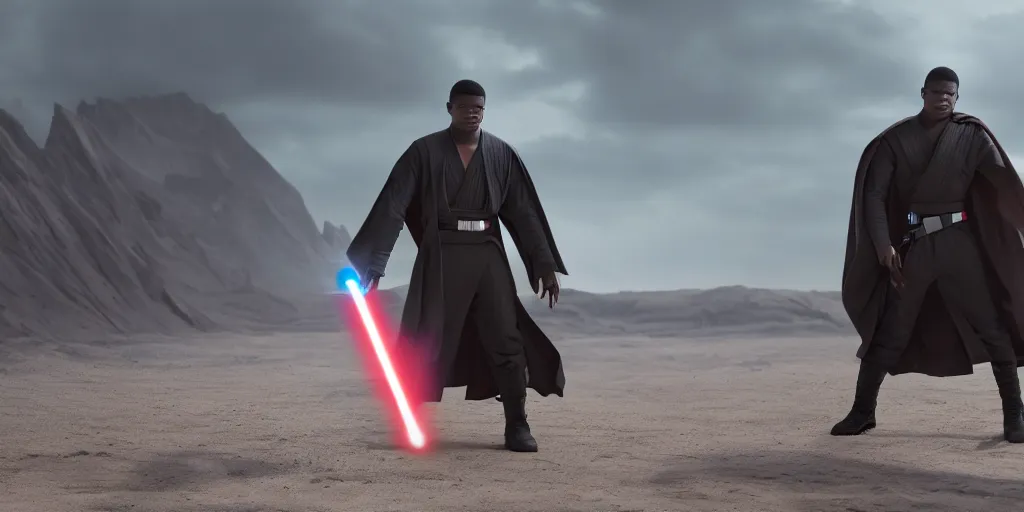 Image similar to Finn, star wars, john boyega as a jedi ultra realistic, 4K, movie still, UHD, sharp, detailed, cinematic, render, modern