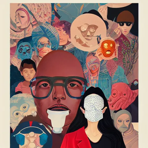 Image similar to portrait of people with sanitary mask, Tristan Eaton, artgerm, Victo Ngai, RHADS, ross draws