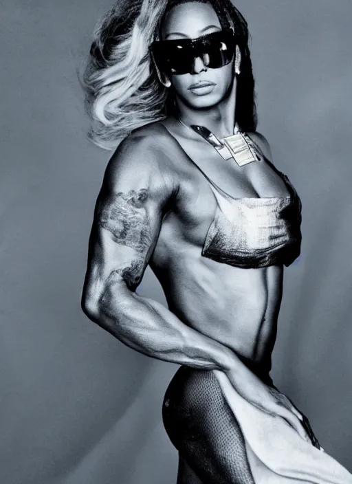 Image similar to dwayne johnson as beyonce styled by nick knight posing in an expensive mansion setting, vogue magazine, highly realistic. high resolution. highly detailed. dramatic. 8 k. 4 k.