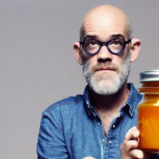 Image similar to michael stipe in a jar of honey