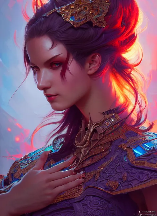 Prompt: hyper detailed ultra sharp of a beautiful devil girl. trending on artstation, dungeon, colorful, ornate, intricate, digital painting, concept art, smooth, sharp focus, illustration, art by artgerm and greg rutkowski and alphonse mucha, 8 k