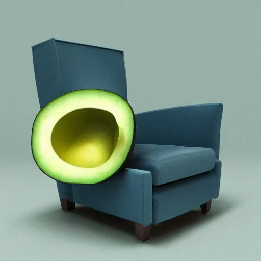 Image similar to an armchair in the shape of an avocado cinematic lightning 4k award winning artstation