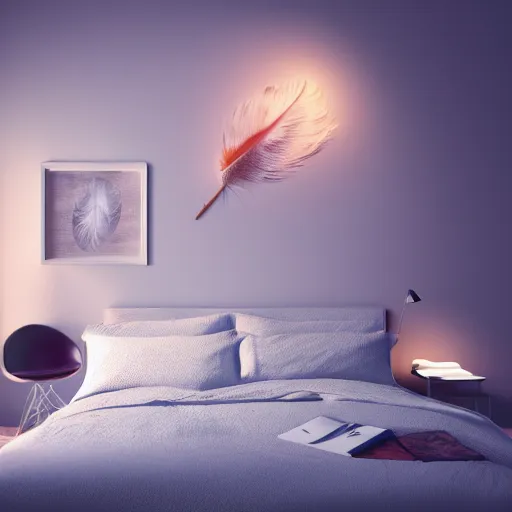 Image similar to incredible beautiful girl, octane render, in a feather bed, drawing, art, 4 k