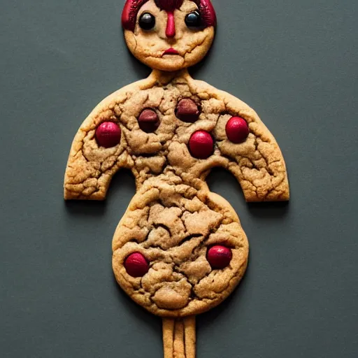 Prompt: woman made from cookie, baking artwork, extremely detailed, 8k, trending on Artstation