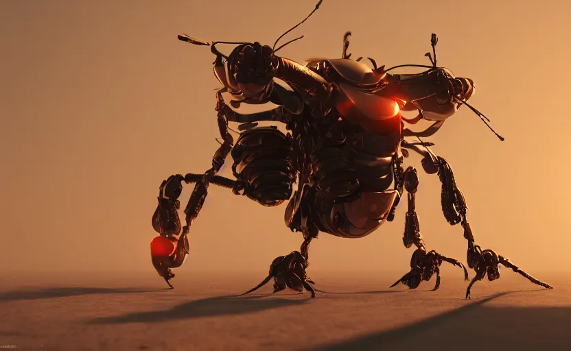 Image similar to insect robot, hyperdetailed, artstation, cgsociety, golden hour 8 k