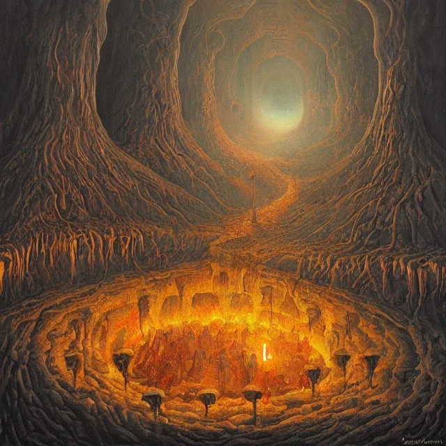 Prompt: a painting of the deepest part of hell by johfra bosschart, dark fantasy art, high detail, trending on artstation