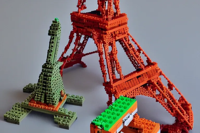 Image similar to eiffel tower built in lego bricks