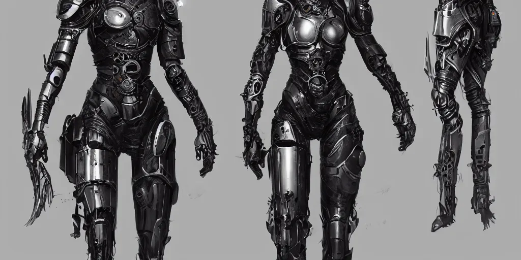 Image similar to realistic futuristic girl cyborg medieval armor metal clean design by apple, character sheet, greg rutkowski, zabrocki, karlkka, jayison devadas, phuoc quan, trending on artstation, 8 k, tsutomu nihei, giger, zenith view, pincushion lens effect