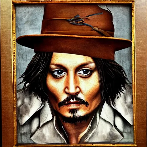 Image similar to portrait of johnny depp in the style of leonardo da vinci