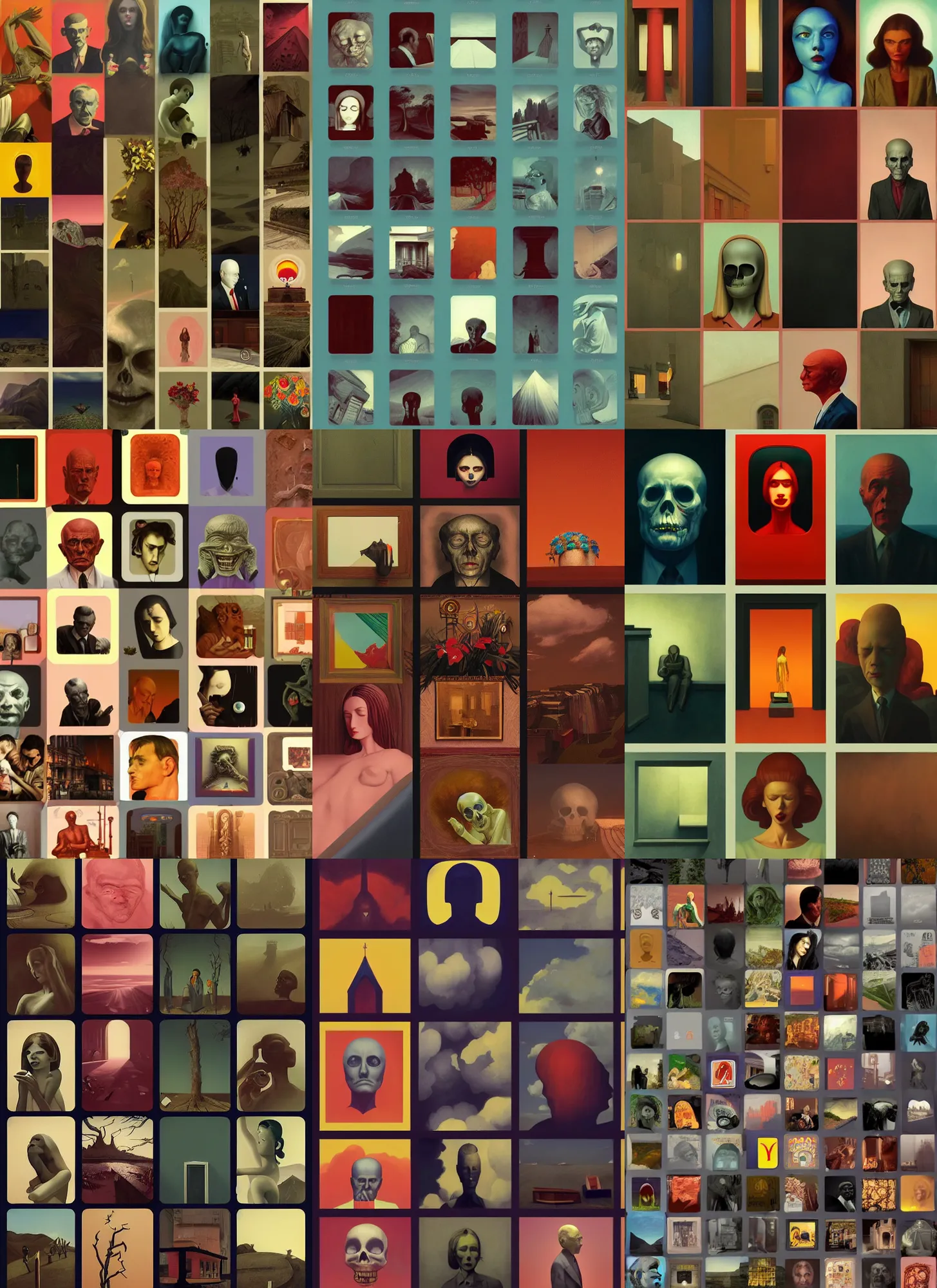 Prompt: icon pack for the recently deceased, Edward Hopper and James Gilleard, Zdzislaw Beksinski, Mark Ryden, Wolfgang Lettl highly detailed, hints of Yayoi Kasuma