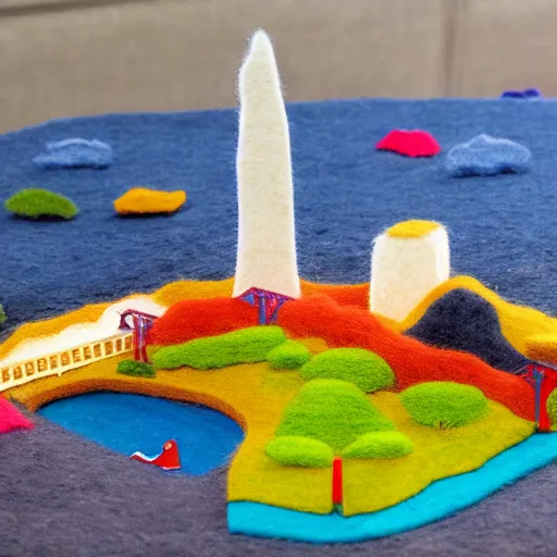 Image similar to miniature San Francisco made of fuzzy felt and furry fabric