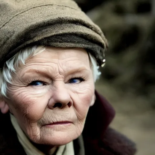 Prompt: Judy Dench playing Daniel Plainview in There Will Be Blood