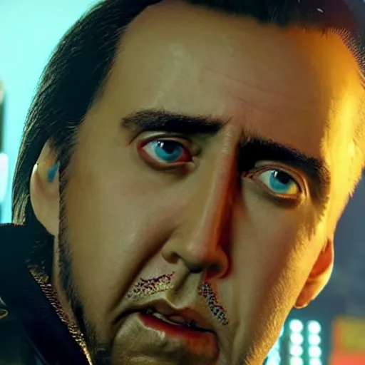 Prompt: Nicolas Cage in Cyberpunk 2077