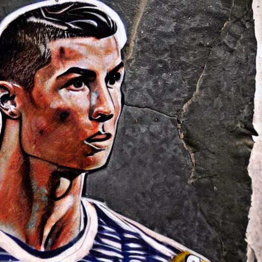 Painting of Cristiano Ronaldo wearing a FC Barcelona kit, High resolution -   Diffusion