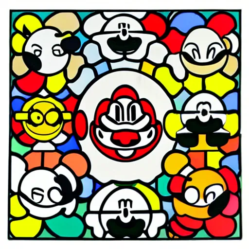 Prompt: brawl start super mario takashi murakami items n - 4