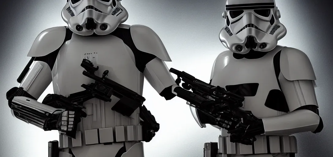 Prompt: star wars stormtrooper concept art, black background, 8 k photorealistic, hd, high details, trending on artstation