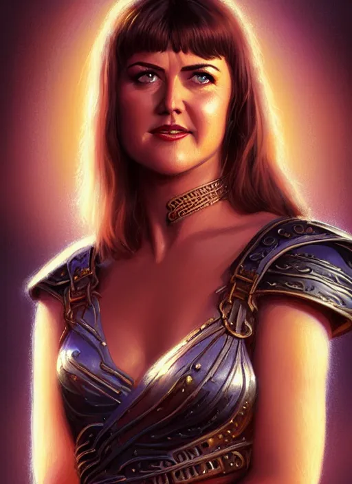 Prompt: portrait of teenage lucy lawless as xena, 1 9 5 0 s, intricate, elegant, glowing lights, highly detailed, digital painting, artstation, concept art, smooth, sharp focus, illustration, art by wlop, mars ravelo and greg rutkowski