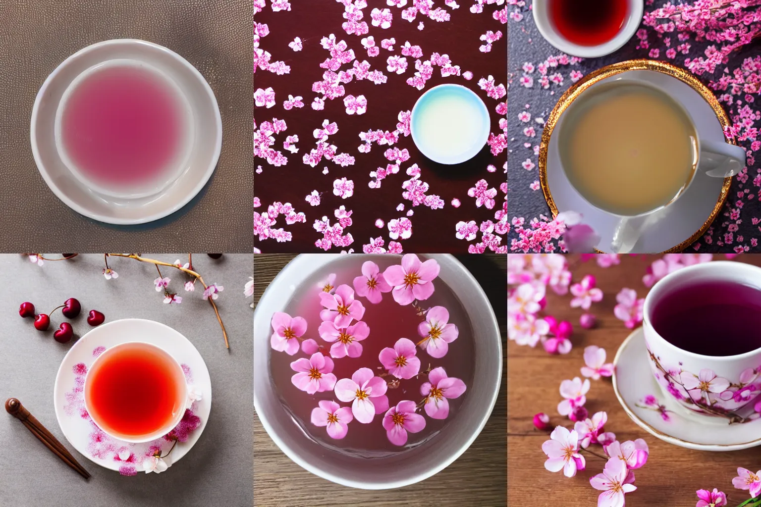 Prompt: photo of cherry blossom tea