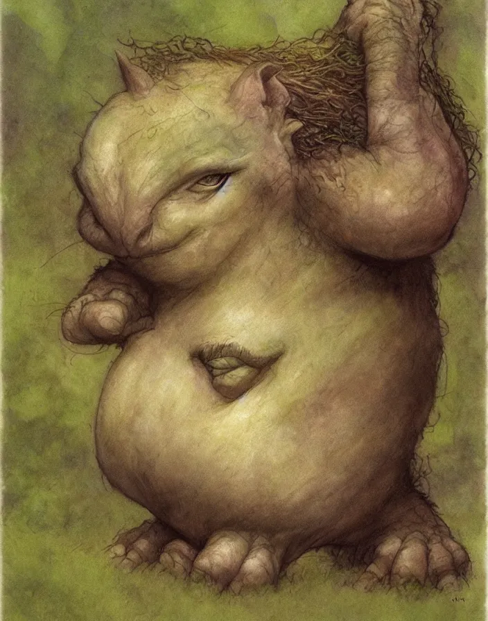 Prompt: cute little ogre, by Brian Froud, painterly