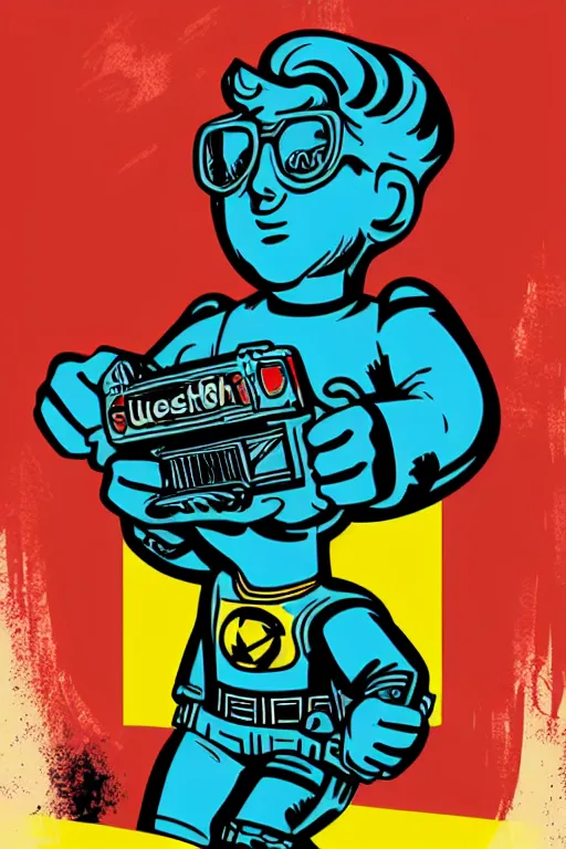 Image similar to fallout 7 6 retro futurist illustration art by butcher billy, sticker, colorful, illustration, highly detailed, simple, smooth and clean vector curves, no jagged lines, vector art, smooth andy warhol style