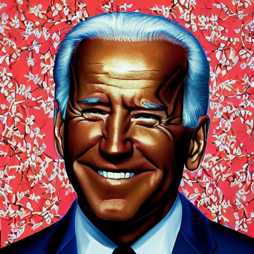 Image similar to Painting of Joe Biden by Kehinde Wiley