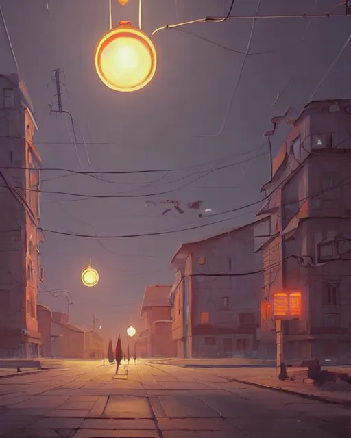 Prompt: a beautiful painting of old soviet city, by simon stalenhag, cory loftis, james gilleard, atey ghailan, makoto shinkai, goro fujita, studio ghibli, rim light, exquisite lighting, clear focus, very coherent, plain background, soft painting