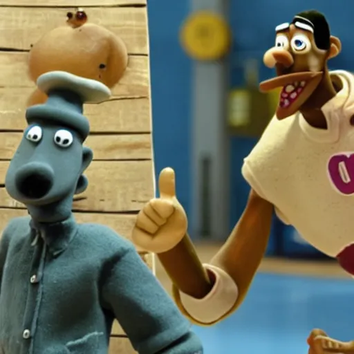 Prompt: a film still of lebron james as a claymation character in wallace and gromit