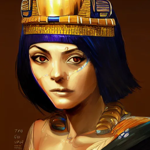 Prompt: a portrait of queen cleopatra turned half mummy, by tite kubo and guweiz, dramatic lighting, manga cover, incredible quality, trending on artstation